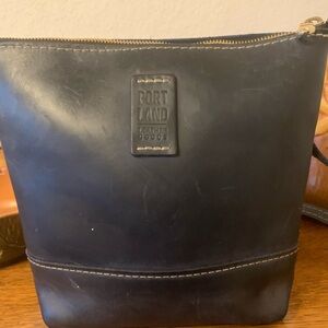 Portland Leather Company Navy Leather Crossbody Tote